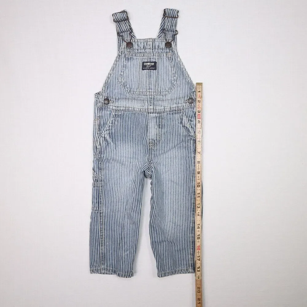 OshKosh B'Gosh VESTBAK Blue & White Pin Striped Overalls Size 18 Months